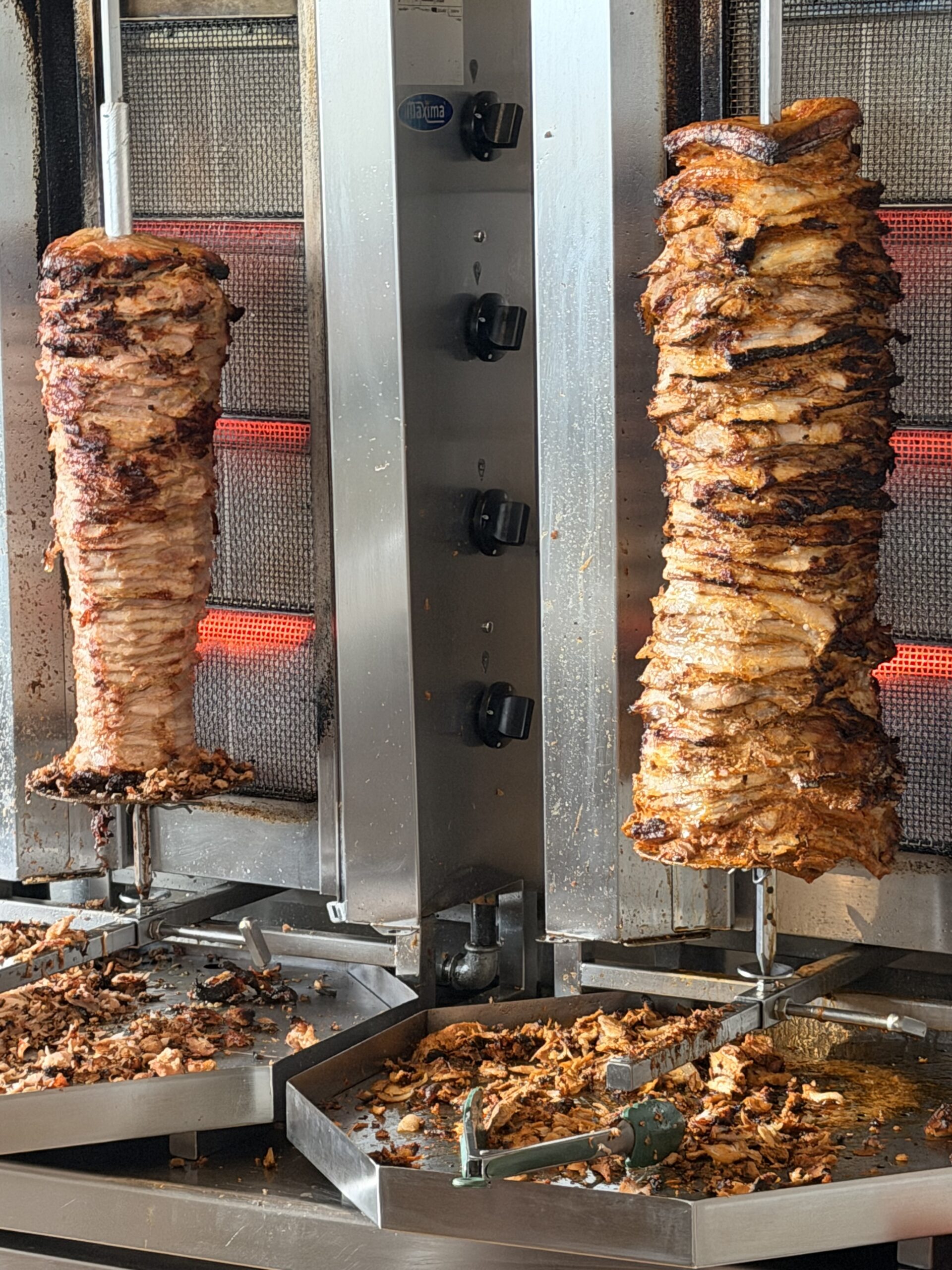 Vertical kebab spits at Que?bab in Pueblo Nuevo